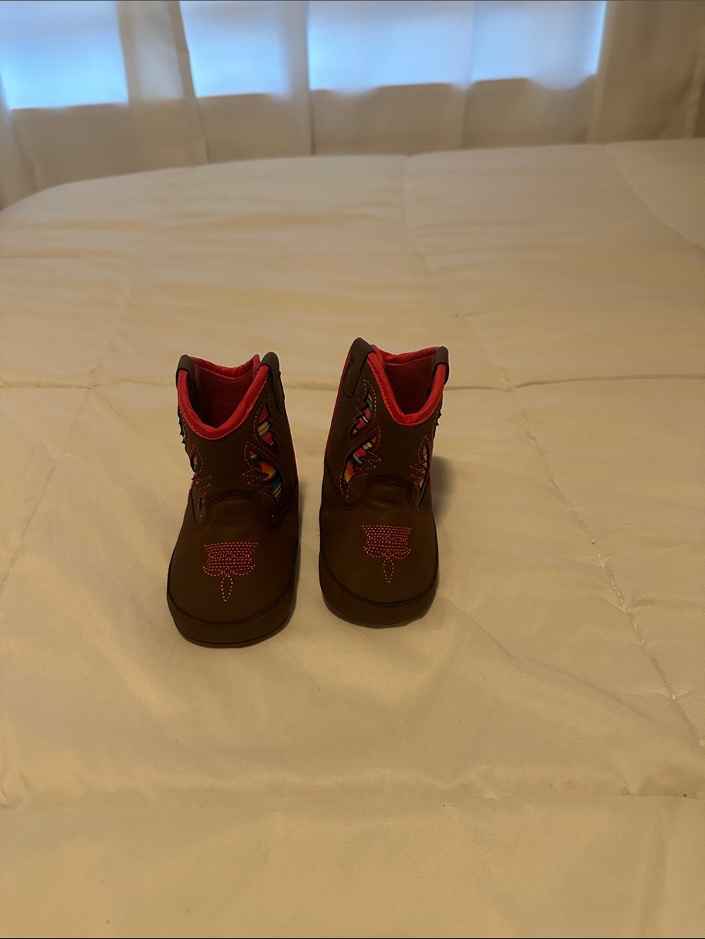 Ariat Brown Kids Western Boots with Pink Accents